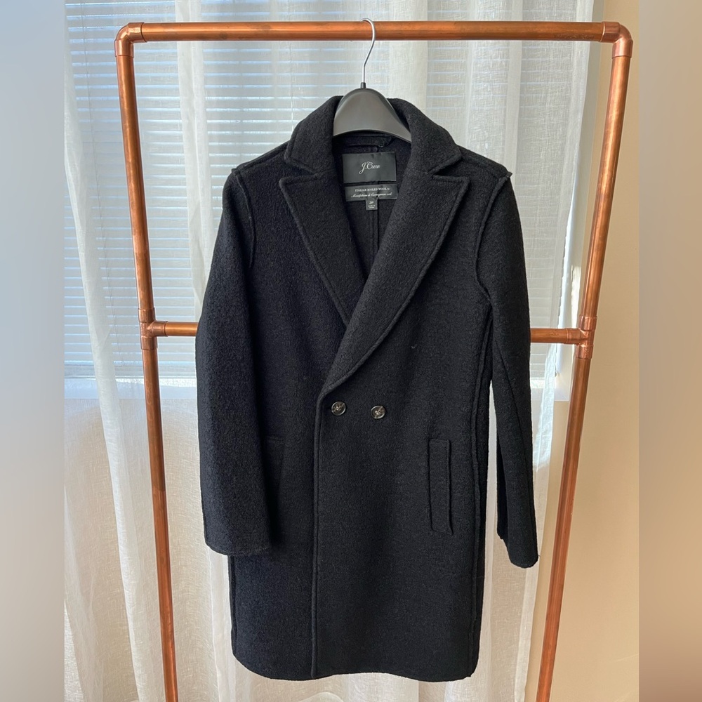 J. Crew Daphne top coat in Italian boiled wool. Black, 2P. Excellent condition.